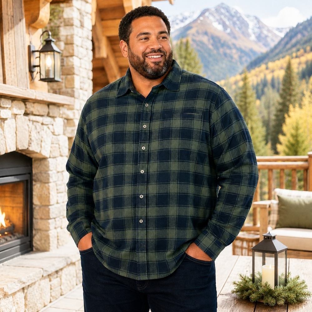 Line Of Trade Men's XXL Shirt Blue Flannel Outdoorsy Gorpcore Utility Cabincore